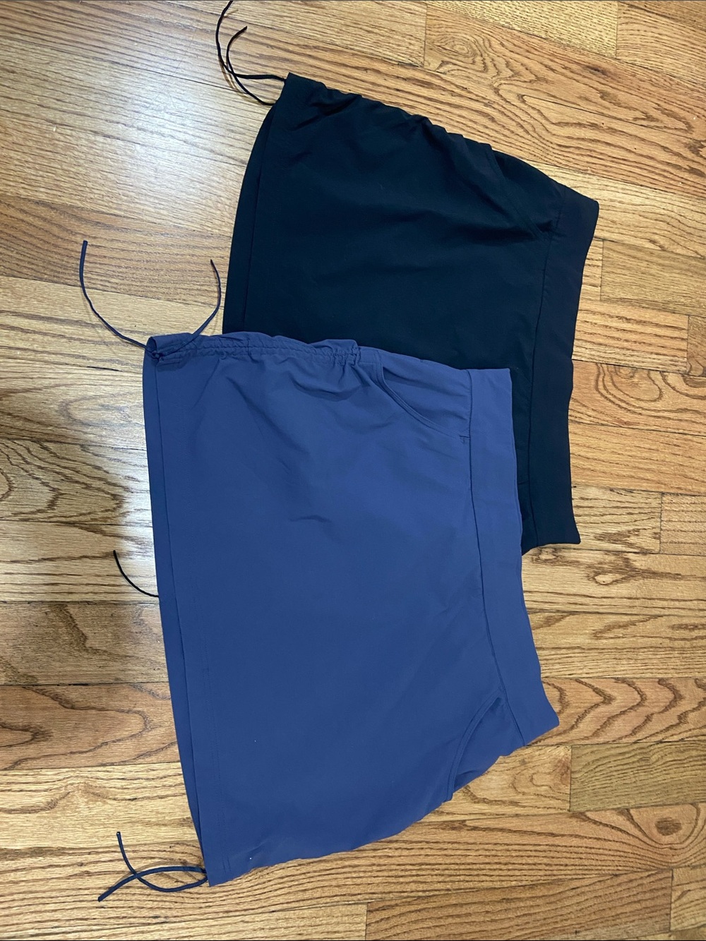Women’s Athletic Drawstring Shorts - Black & Periwinkle.
